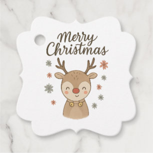 Whimsical Rudolph the Red-Nosed Reindeer Christmas Favour Tags