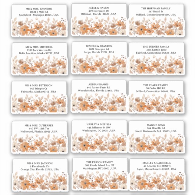 Whimsical Rustic Boho Floral Wedding Address  (Front)
