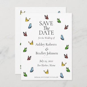 Whimsical Rustic Butterfly Save The Date Announcement Postcard