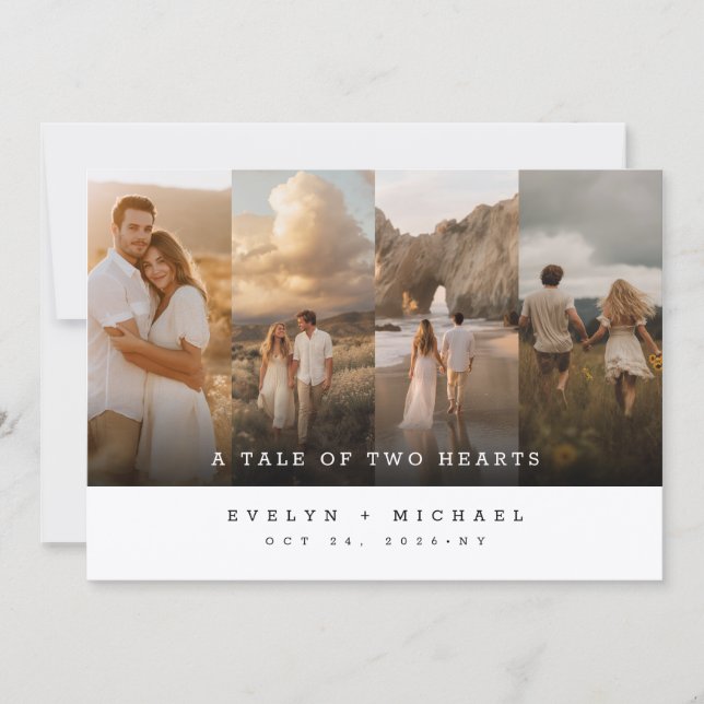 Whimsical Rustic Collage Photo Wedding Invitation (Front)