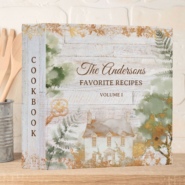 Whimsical Rustic Country Family Recipe Cookbook Binder (In situ)