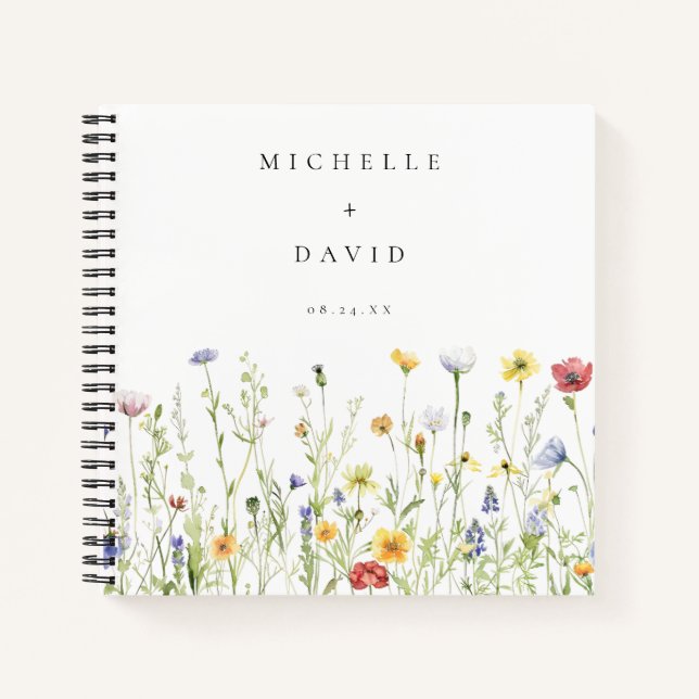 Whimsical Rustic Fleur sauvage Mariage livre d'inv (Devant)