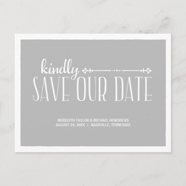 Whimsical Rustic Save the Date Announcement Postcard (Front)