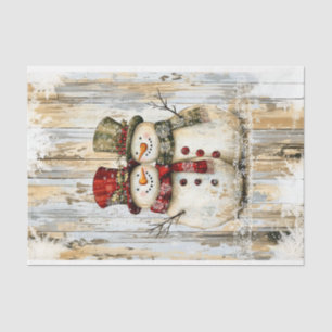 Whimsical Rustic Snowman Couple DY8L Decoupage Tissue Paper
