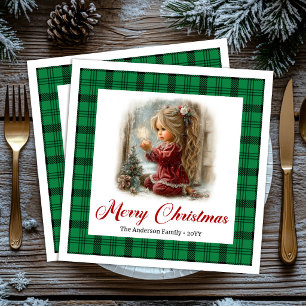 Whimsical Rustic Storybook Christmas Scene Napkins