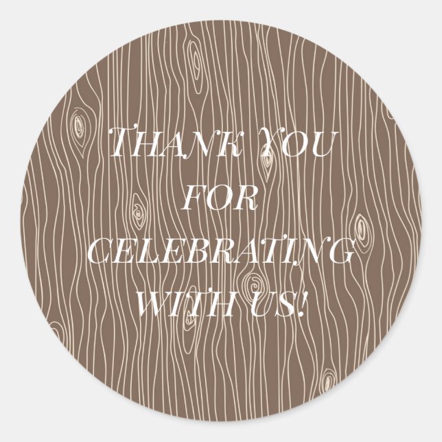 Whimsical Rustic Wood Grain Woodland Forest Classic Round Sticker (Front)
