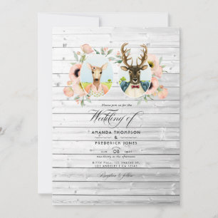 Whimsical Rustic Woodland Forest Deer Wedding Invitation