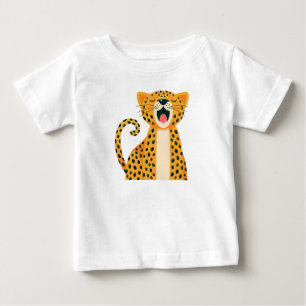 Whimsical Safari Animal Yawning Cheetah Cartoon Baby T-Shirt