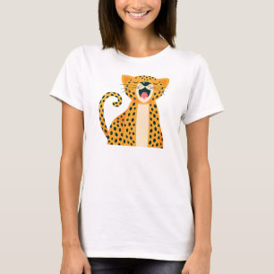 Whimsical Safari Animal Yawning Cheetah Cartoon T-Shirt