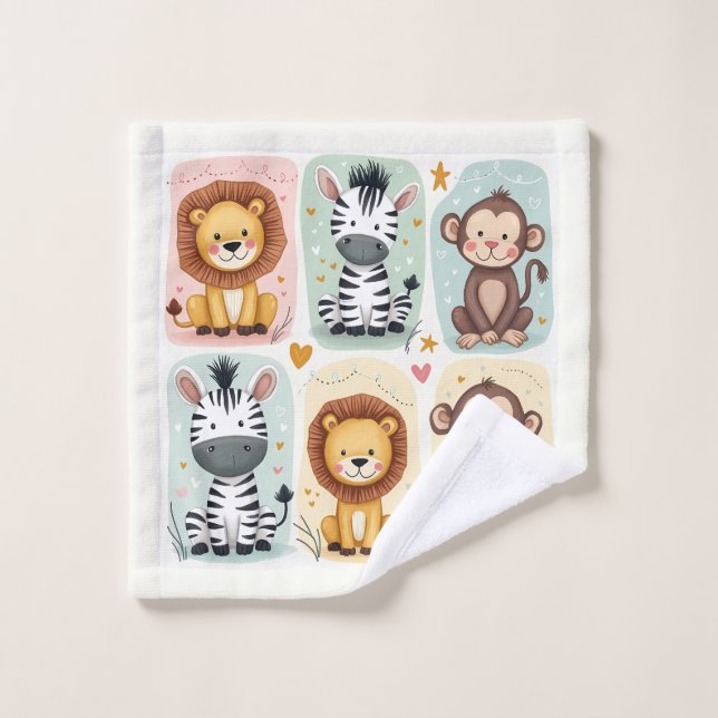 Whimsical Safari Animals Wash Cloth (Wash Cloth)