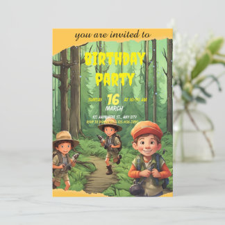 Whimsical Safari Aventure Anniversaire Invitation