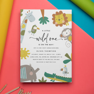 Whimsical Safari 'Wild One' Baby Shower Invitation