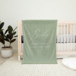 Whimsical Sage Green Baby Details Baby Blanket<br><div class="desc">Introducing our whimsical sage green baby details baby blanket, perfect for your simple modern boho celebration any season of the year! This blanket has a boho-chic, gender-neutral vibe with elegant calligraphy and a delicate minimalist design, making it ideal for both girls and boys. Plus, it's editable, so you can add...</div>