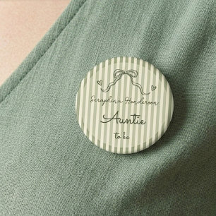 Whimsical Sage Green Baby Shower Auntie To Be 2 Inch Round Button