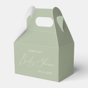 Whimsical Sage Green Baby Shower Favor Box