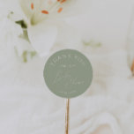 Whimsical Sage Green Baby Shower Thank You Favour Classic Round Sticker<br><div class="desc">Introducing our whimsical sage green baby shower thank you favour classic round sticker, perfect for your simple modern boho celebration any season of the year! This sticker has a boho-chic, gender-neutral vibe with elegant calligraphy and a delicate minimalist design, making it ideal for both girls and boys. Plus, it's editable,...</div>