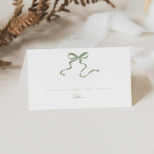 Whimsical Sage Green Bow Wedding Place Card