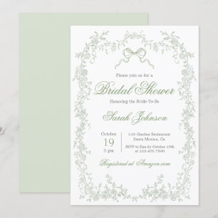 Whimsical Sage Green Bridal Shower Invitation