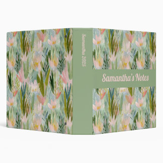 Whimsical Sage Green Floral Personalized Binder