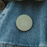 Whimsical Sage Green Gender Reveal Team Girl 2 Inch Round Button<br><div class="desc">Introducing our whimsical sage green gender reveal team girl button, perfect for your simple modern boho celebration any season of the year! This button has a boho-chic, gender-neutral vibe with elegant calligraphy and a delicate minimalist design, making it ideal for both girls and boys. Plus, it's editable, so you can...</div>