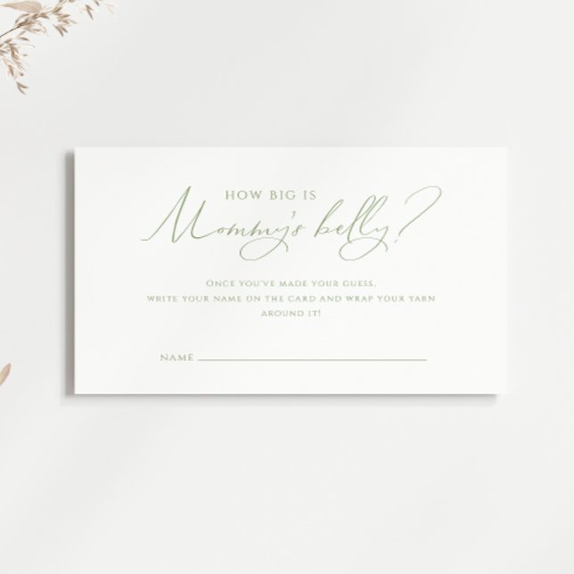 Whimsical Sage Green How Big Is Mommy's Belly Card (Creator Uploaded)
