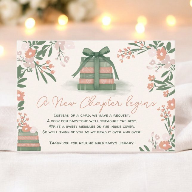 Whimsical Sage green New Chapter Books Baby Shower Enclosure Card (Whimsical Sage green New Chapter Books Baby Shower Enclosure Card)