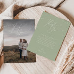 Whimsical Sage Green Vertical Photo Baby Shower Thank You Card<br><div class="desc">Introducing our whimsical sage green vertical photo baby shower thank you card, perfect for your simple modern boho celebration any season of the year! This card has a boho-chic, gender-neutral vibe with elegant calligraphy and a delicate minimalist design, making it ideal for both girls and boys. Plus, it's editable, so...</div>