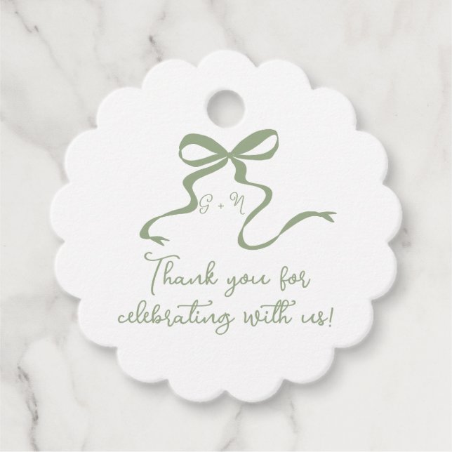 Whimsical Sage Green Wedding Favour Tag (Front)