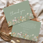 Whimsical Sage Green Wildflower Bridal Shower Thank You Card<br><div class="desc">Express your gratitude with our Wildflower Bridal Shower Thank You Card. This beautifully designed card captures the essence of nature's charm, featuring vibrant wildflowers against a warm terracotta backdrop. The delicate wildflowers symbolize the beauty and uniqueness of each moment shared during the bridal shower. The colour palette adds a touch...</div>