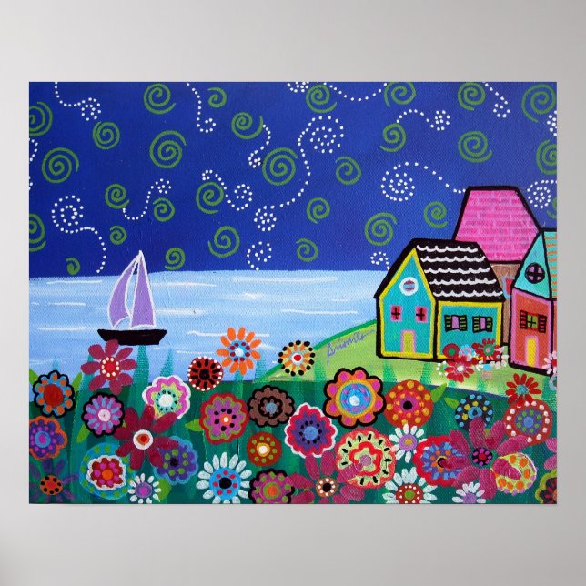 WHIMSICAL SAILBOAT PAINTING POSTER (Front)