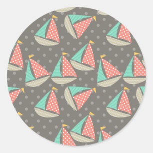 Whimsical Sailboats Classic Round Sticker