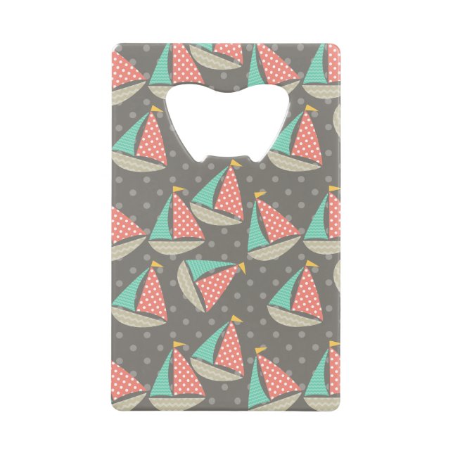 Whimsical Sailboats Credit Card Bottle Opener (Front)