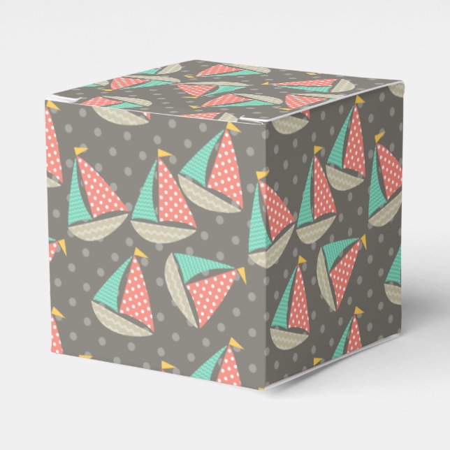 Whimsical Sailboats Favor Box (Front Side)