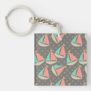 Whimsical Sailboats Keychain