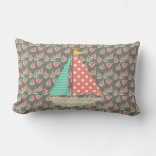Whimsical Sailboats Lumbar Pillow