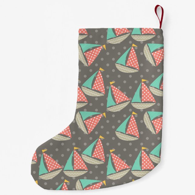 Whimsical Sailboats Small Christmas Stocking (Back)