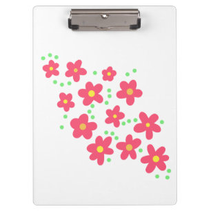 Whimsical Salmon Flowers Clipboard