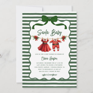 Whimsical Santa Baby Bow Baby Shower Invitation