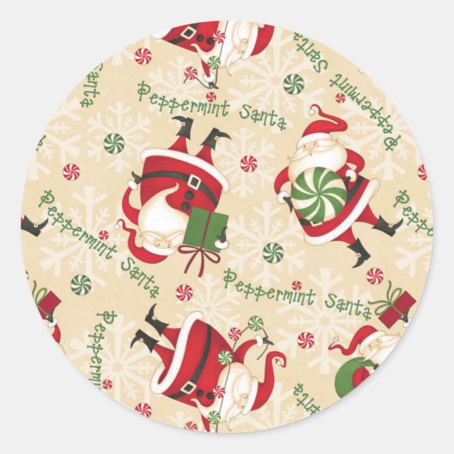 Whimsical Santa Christmas  Classic Round Sticker (Front)