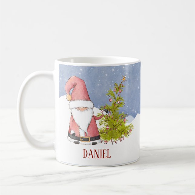 Whimsical Santa Christmas Coffee Mug (Left)