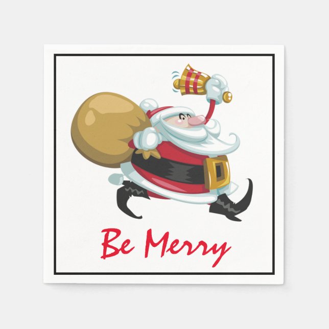 Whimsical Santa Christmas Napkin (Front)
