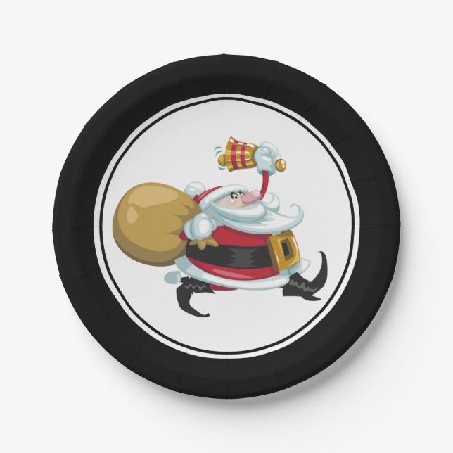 Whimsical Santa Christmas Paper Plate (Front)