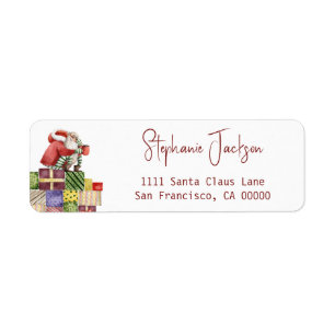 Whimsical Santa Christmas Return Address