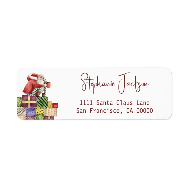 Whimsical Santa Christmas Return Address (Front)