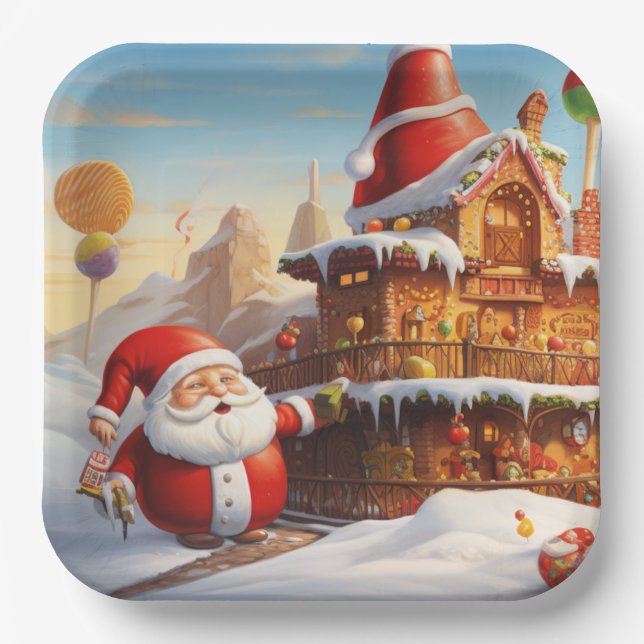 Whimsical Santa Claus 4 Paper Plate (Front)