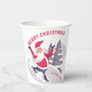 Whimsical Santa Claus Merry Christmas Personalized Paper Cups
