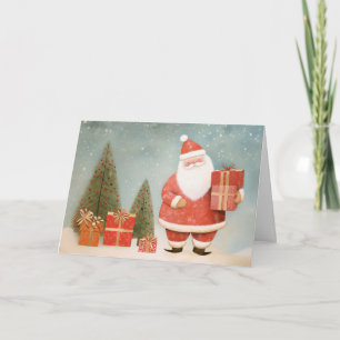 Whimsical Santa Claus with Christmas Tree & Gifts Card
