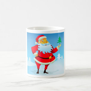 Whimsical Santa Claus with Mini Christmas Tree  Coffee Mug