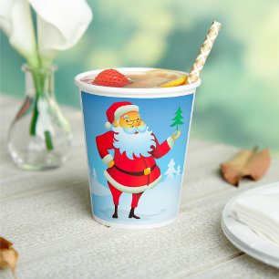 Whimsical Santa Claus with Mini Christmas Tree  Paper Cups