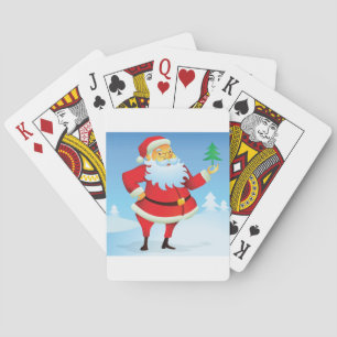 Whimsical Santa Claus with Mini Christmas Tree  Playing Cards